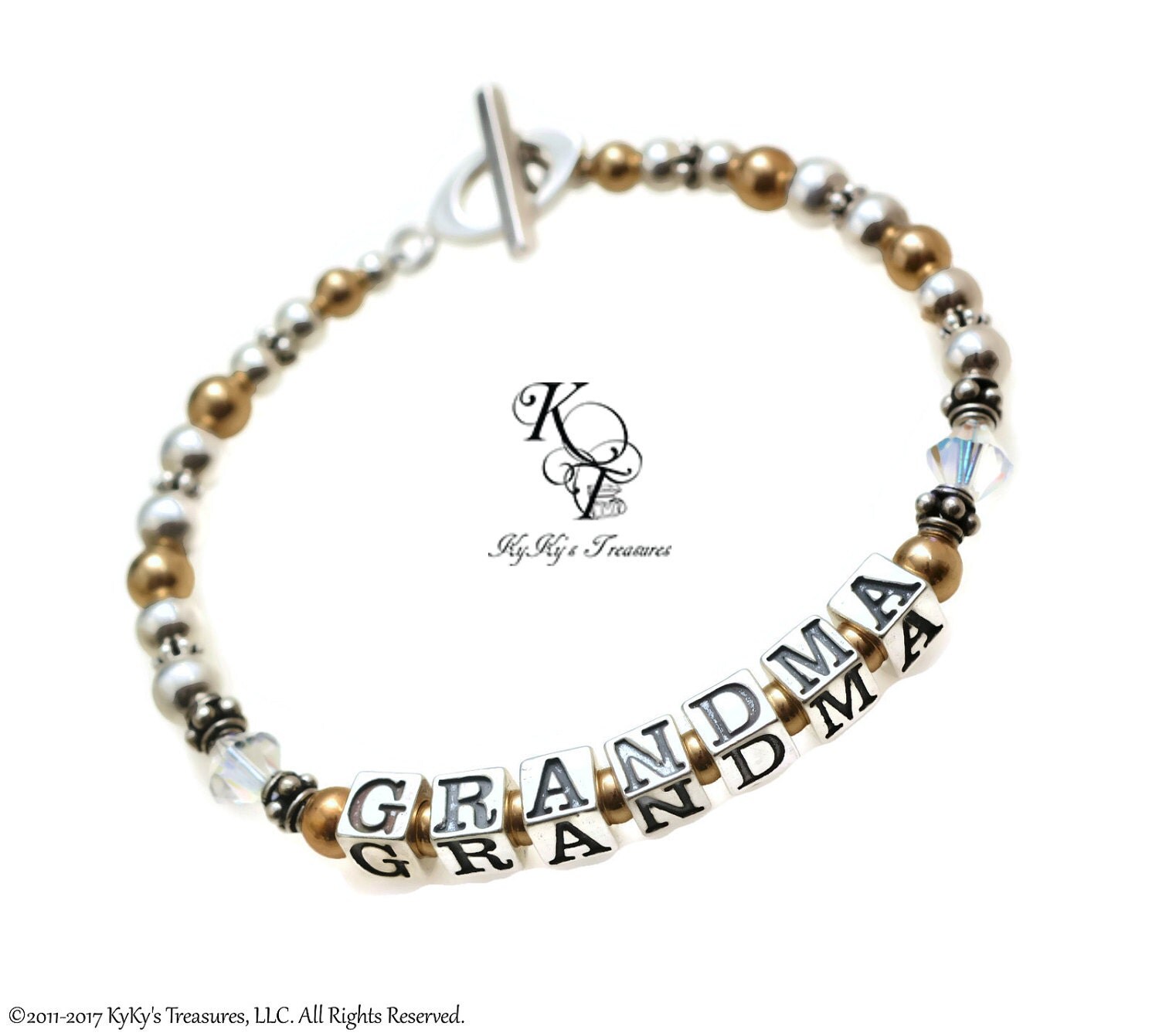 Mothers Name Bracelet Silver and Gold Bracelet Sterling Silver