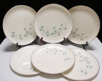 Taylor Smith Taylor Mid Century - Versatile Shape - Blue Lace Pattern - Dinner Plates - Set of 6