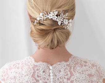 Floral Crystal & Pearl Comb, Swarovski Crystal Wedding Comb, Bridal Hair Comb, Floral Hair Comb, Pearl Hair Comb, Floral Hair Comb ~TC-2299