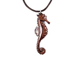 Seahorse Pendant, Seahorse Necklace, Seahorse Jewelry, Wood Seahorse Necklace, Carved Pendant, Nautical Jewelry, Beach Jewelry, Wood Jewelry