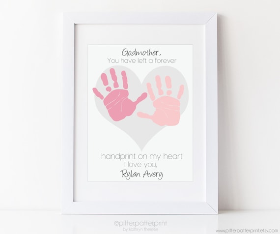 Godmother Gift Handprint Art Print Personalized Godparent