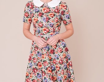 Liberty print dress with peter pan collar