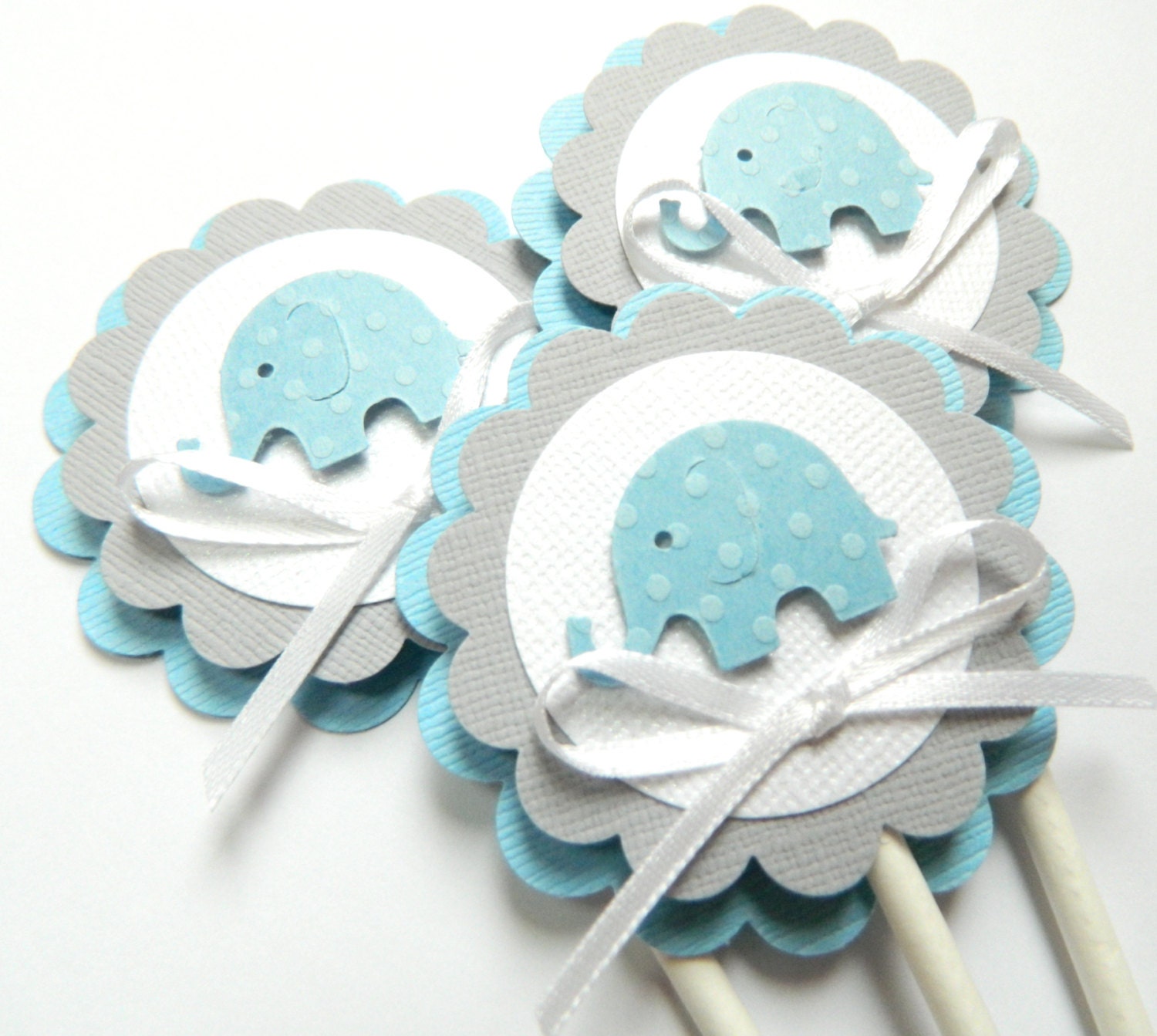 Elephant Cupcake Topper Blue Elephant Baby Shower Cupcake