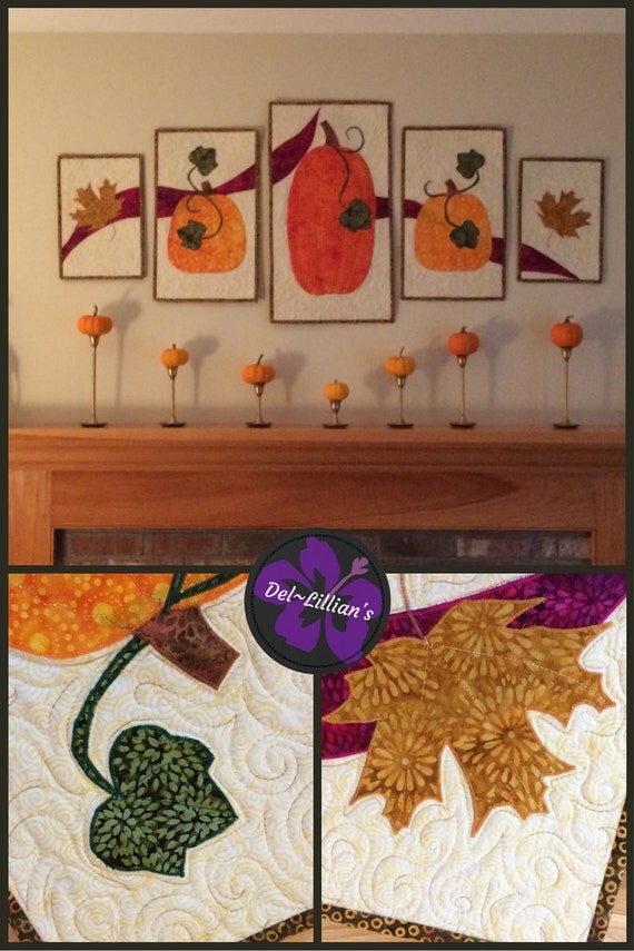 Fall Pentaptych Fall Wall Hanging Quiltsy Handmade Wall