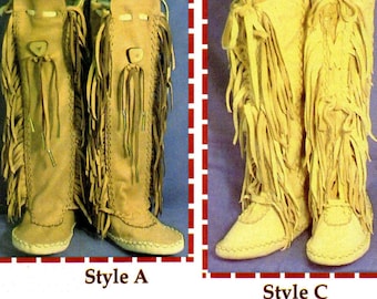 Native American Shawnee Indian Moccasin Sewing Pattern - 3 Styles, Ankle or Knee High