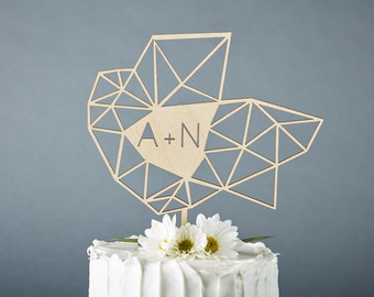 Wedding Cake Topper Geometric Custom - Unique Lasercut Birch