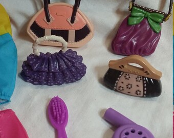 Barbie accessories. Barbie purse lot. Barbie brush. Barbie clothes lot. Barbie. Vintage Barbie accessories. Barbie skirt.