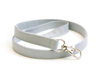 Solid Gray Skinny Lanyard - Thin Lanyard with Swivel Clasp - 1/2 Inch Key Lanyard - Cute Long Key Strap - Teacher Lanyard - 15.5-19.5 Inches