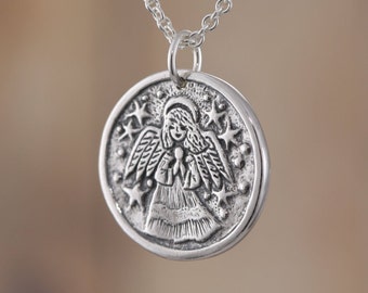 Sterling Silver Angel Charm or Sterling Silver Angel Necklace – Angel Jewelry – Sterling Silver Angel Pendant Charm – Sterling Angel Charm
