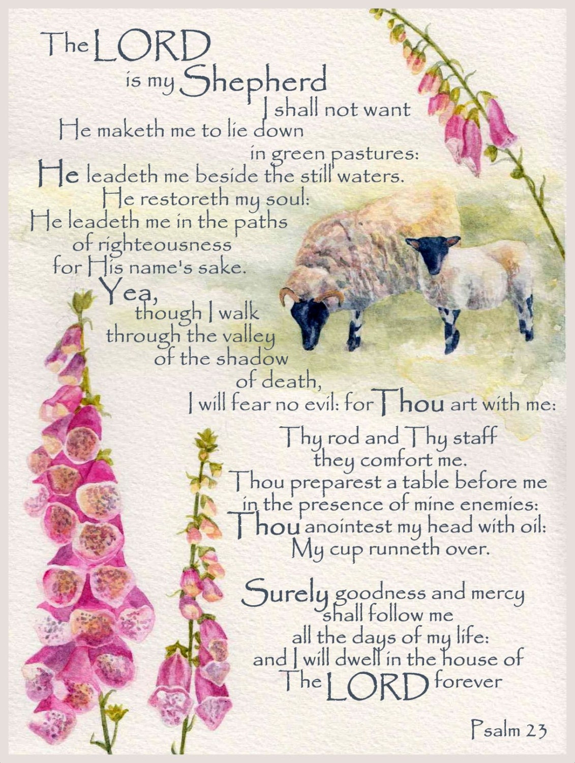 psalm-23-the-lord-is-my-shepherd-mounted-watercolour-print