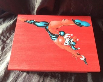 Harley Quinn Jewellery/Make-Up box Hand Decorated With Comicbook Panels
