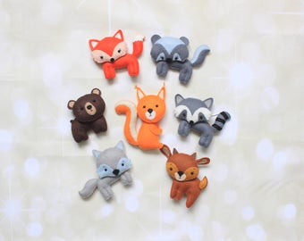 Woodland animals felt ornaments felt animals cake topper animal magnets woodland nursery woodland plush forest animals stuffed animals