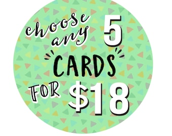 Pick Any 5 Cards for 18, Choose Your Own Cards, Funny Greeting Cards, Bulk Greeting Cards, Funny Cards, Card Sets, Note Cards, Pick 5 Cards