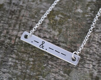 Morse Code Necklace, Bar Necklace, Girlfriend Gift, Custom Name Necklace, Best Friend Necklace, Name Necklace, Hidden Message Necklace