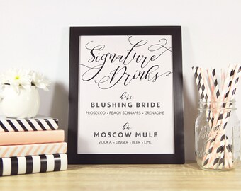 Signature Drink Sign - Printable DIY - 8" x 10" - Instant Download