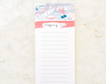 Shopping List Pad, Illustrated Notepad, To Do List Notepad, Grocery List, Paper Goods, Stationery, Notes, Writing Paper, Foodie Gifts