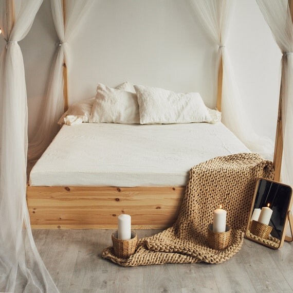 Linen FITTED SHEET Antique white color Queen King Twin