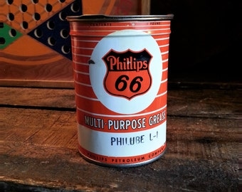 Nice Vintage Phillips 66 Grease Tin - Clean Mid Century Service Station Can