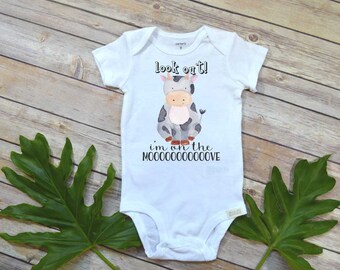 Baby Shower Gift, Cow theme, Farm Baby Clothes, On The Moove, Cute Baby Clothes, Unisex Baby Clothes, Cow Shirt, Farm Baby, Country Baby set