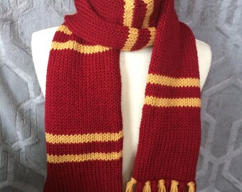 Harry Potter Scarf, Gryffindor Scarf, Hogwarts house scarves, Red and gold scarf, striped scarf, other houses too!