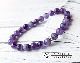 Chevron Amethyst Bracelet - Chevron Bracelet, Purple Amethyst Bracelet, Amethyst Crystal Bracelet, Women Beaded Bracelet