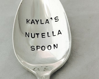Nutella Personalized Spoon Hand Stamped Vintage Silverware Spoon