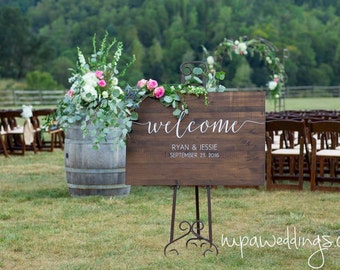 Wedding Welcome Sign - Rustic Wood Wedding Sign - Sophia Collection
