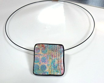 Polymer Clay Pendant, Necklace, Handcrafted, OOAK, "Mystic Pastels #1