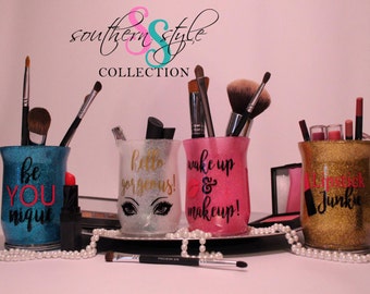 Makeup Brush Holder, Vanity Jars, Glitter, beYOUnique,hello gorgeous,wakeup & makeup,Lipstick Junkie