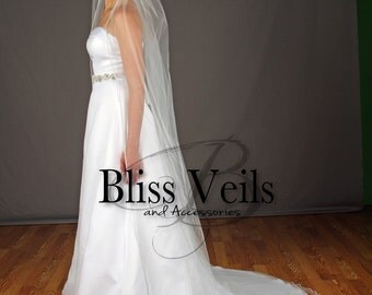 Rhinestone Veil, Beaded Veil, Chapel Wedding Veil, Ivory Veil, White Veil, Wedding Veil with Crystals, ANY length, Fast Shipping!