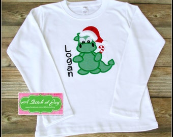 dinosaur santa shirt