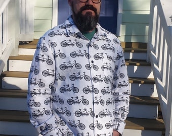 Flannel Tandem Bicycle Shirt size Large - Long sleeve oxford, bicycle built for two