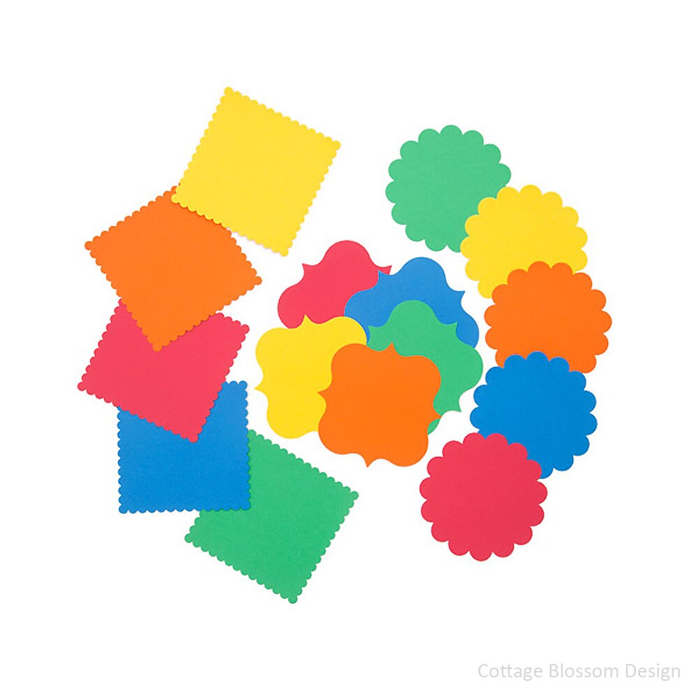Die Cut Cardstock Shapes in Bright Rainbow Colors 60 Piece Set