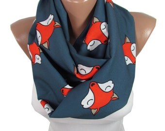 Fox Scarf Infinity Scarf Animal Scarf Circle Scarf Winter Scarf Women Fashion Accessories Holiday Gift Christmas Gift For Her For Women