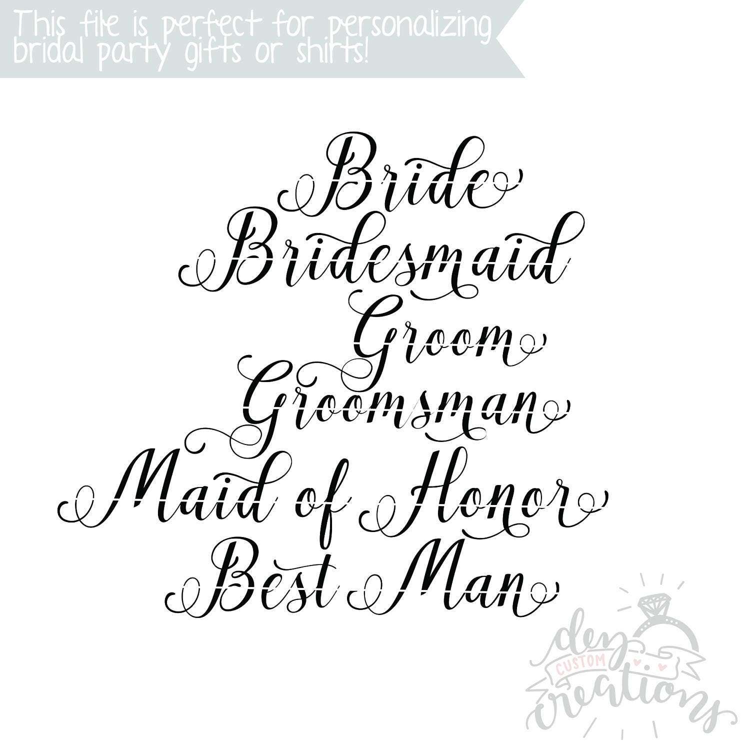 Download Bride SVG Bridal Party set 3 Cut File SVG DXF files