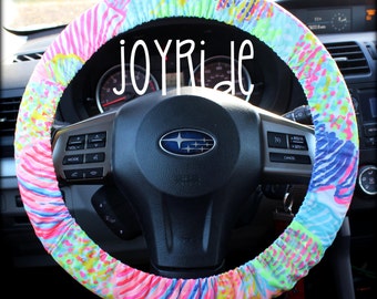 Lilly Pulitzer Fabric Steering Wheel Cover Roar of the Seas Fully lined with Grip Tight Designer Car Accessories Designer