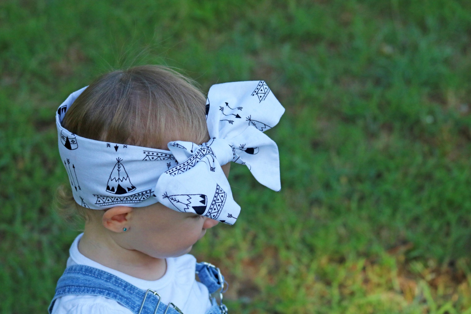 Girls Teepee Head Wraps For Babies White Headwrap White