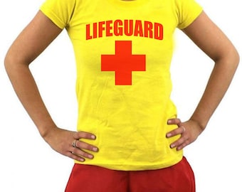 Ladies lifeguard T-Shirt & Shorts Fancy Dress Set, Cosplay, Dress Up, Stag Part, Hen Party, Baywatch T-Shirt