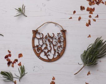Wooden horse shoe Decoration, Christmas tree decoration, Holiday ornament, wood decoration, wedding, floral ornament, wedding gift FREE P&P!