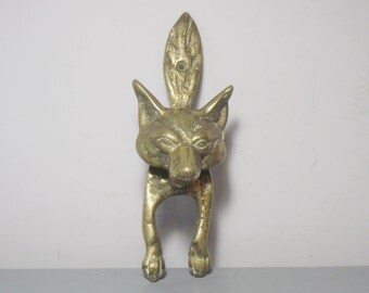Vintage Brass Fox Door Knocker/Brass Door Knocker/Brass Architectural Salvage/Fox Decor/Door Fittings/Brass Decor/Door Furniture/Fox Decor