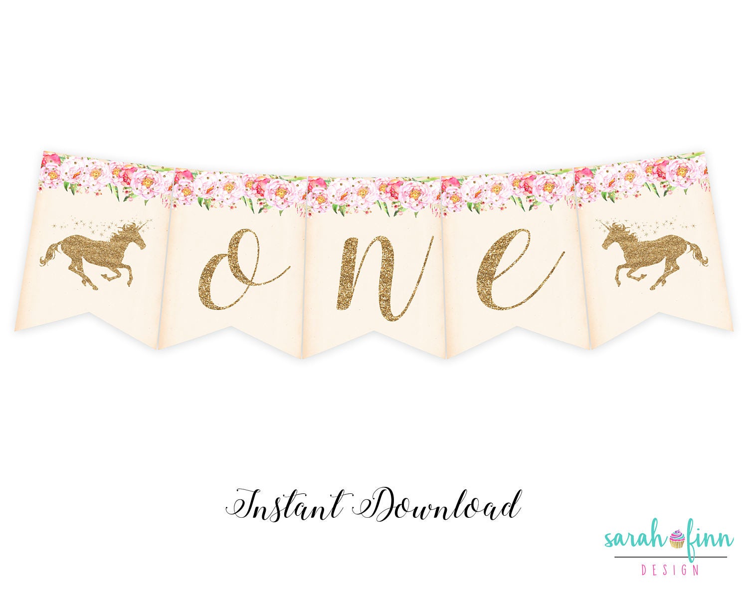 unicorn first birthday banner unicorn party printable banner