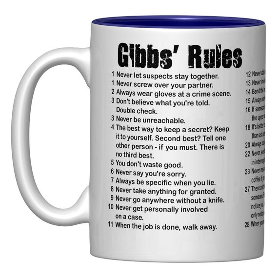 NCIS Gibbs' Rules Coffee Mug Navy Blue