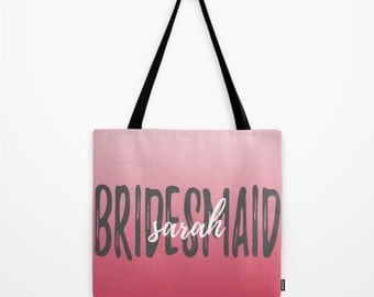 Personalized Bridesmaid Tote Bag, Custom Wedding Bags, Personalized Bags For Women, Maid of Honor Gift, Coral Wedding, Custom Tote Bag