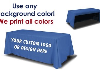 Custom Logo Table Throw (Open Back) | Trade Show, Event, Display Booth, Custom Logo Full Color Table Cover, Available for 6ft or 8ft tables