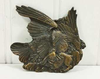 Bergamot Brass Works Belt Buckle 1974 Eagle Catching Rabbit R-48 Heavy Brass Clip Buckle