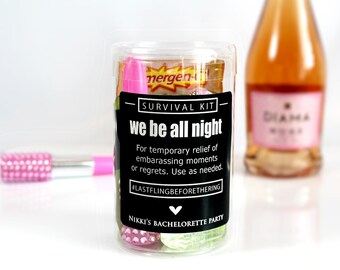 Bachelorette Survival Kit, Bachelorette Hangover Kits, personalized survival kit, hangover survival kit, Birthday Party, UNFILLED