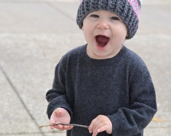 baby hat, girls hat, hat for girls, pom pom hat, girls pom pom hat, girls winter hat, baby girl hat, crochet baby hat