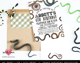 Snake Birthday Invitation | Reptile Birthday Invitation | Boys Birthday Party