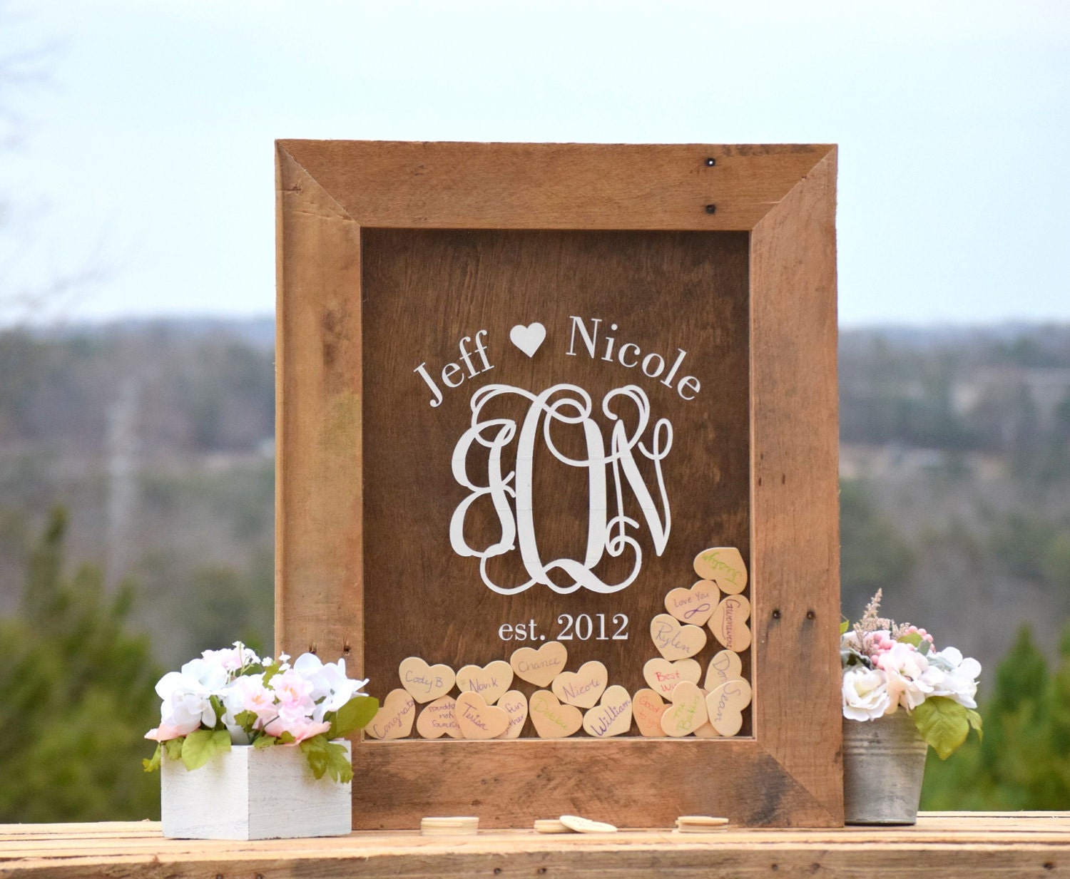 Barnyard Wooden Heart Drop Guest Book Guest Book Drop Box