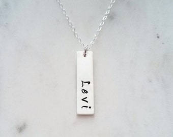 Vertical Bar Necklace, Custom Name Necklace, Personalized Necklace, Sterling Silver